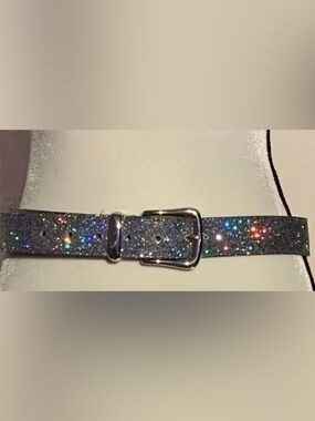 Absolutely fresh vintage 1990 Glitter  Belt - Silver sparkle